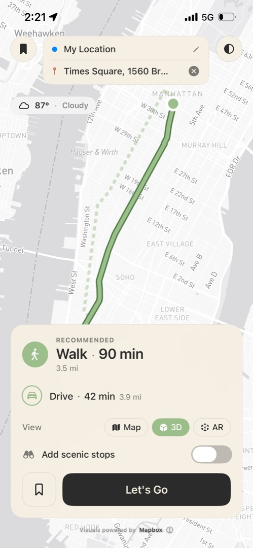 Wayline 2D map view in day mode